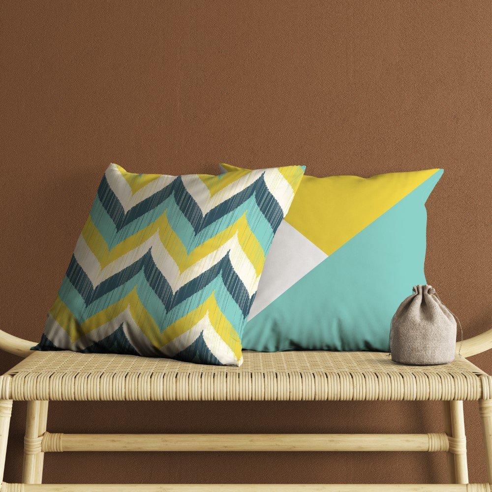 Set of 2 zig zag geometric pattern cushion cover