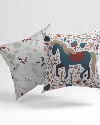 Set of 2 scandinavian horse pattern cushion cover