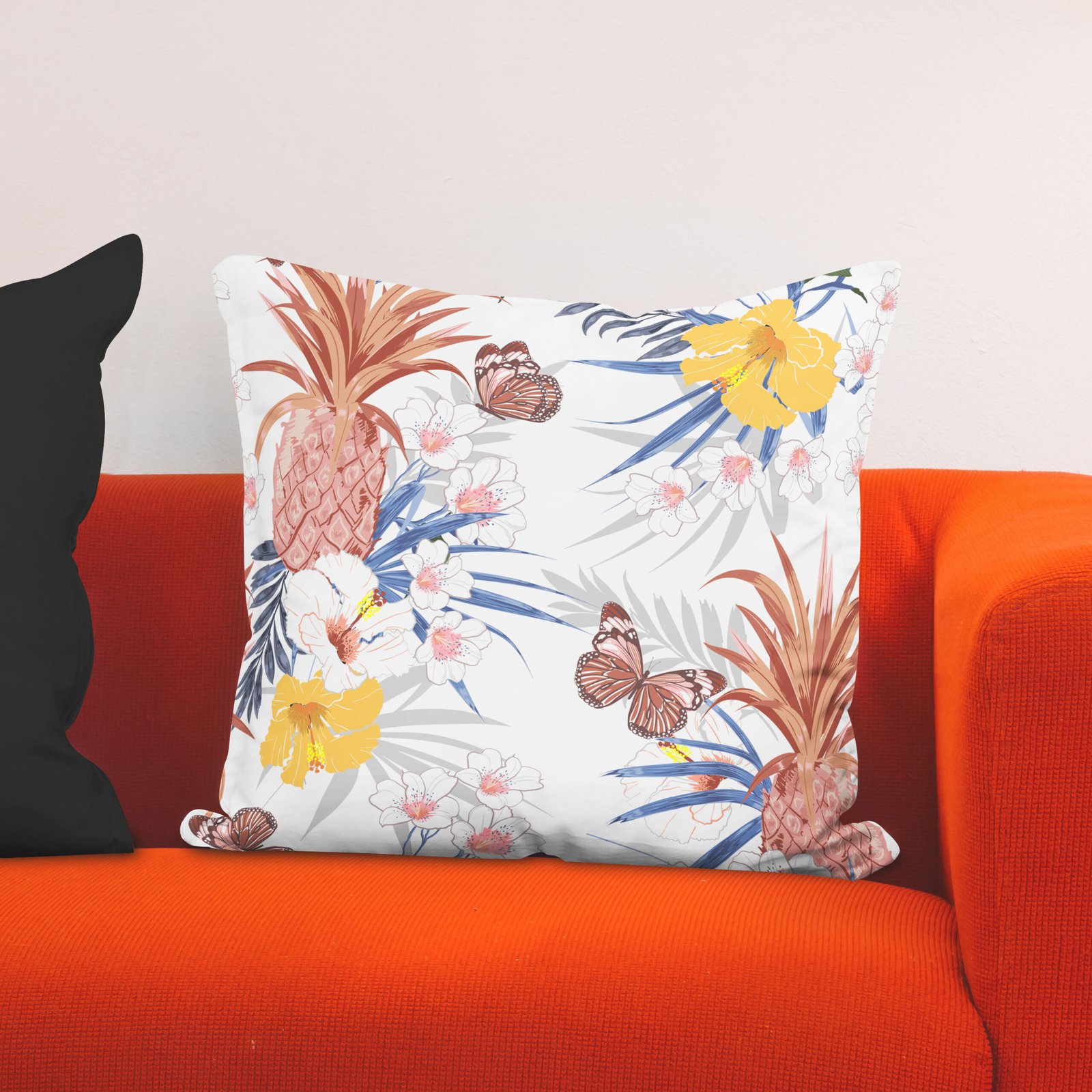 Butterflies and flowers cushion cover