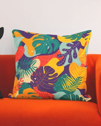 Abstract colorful botanical cushion cover