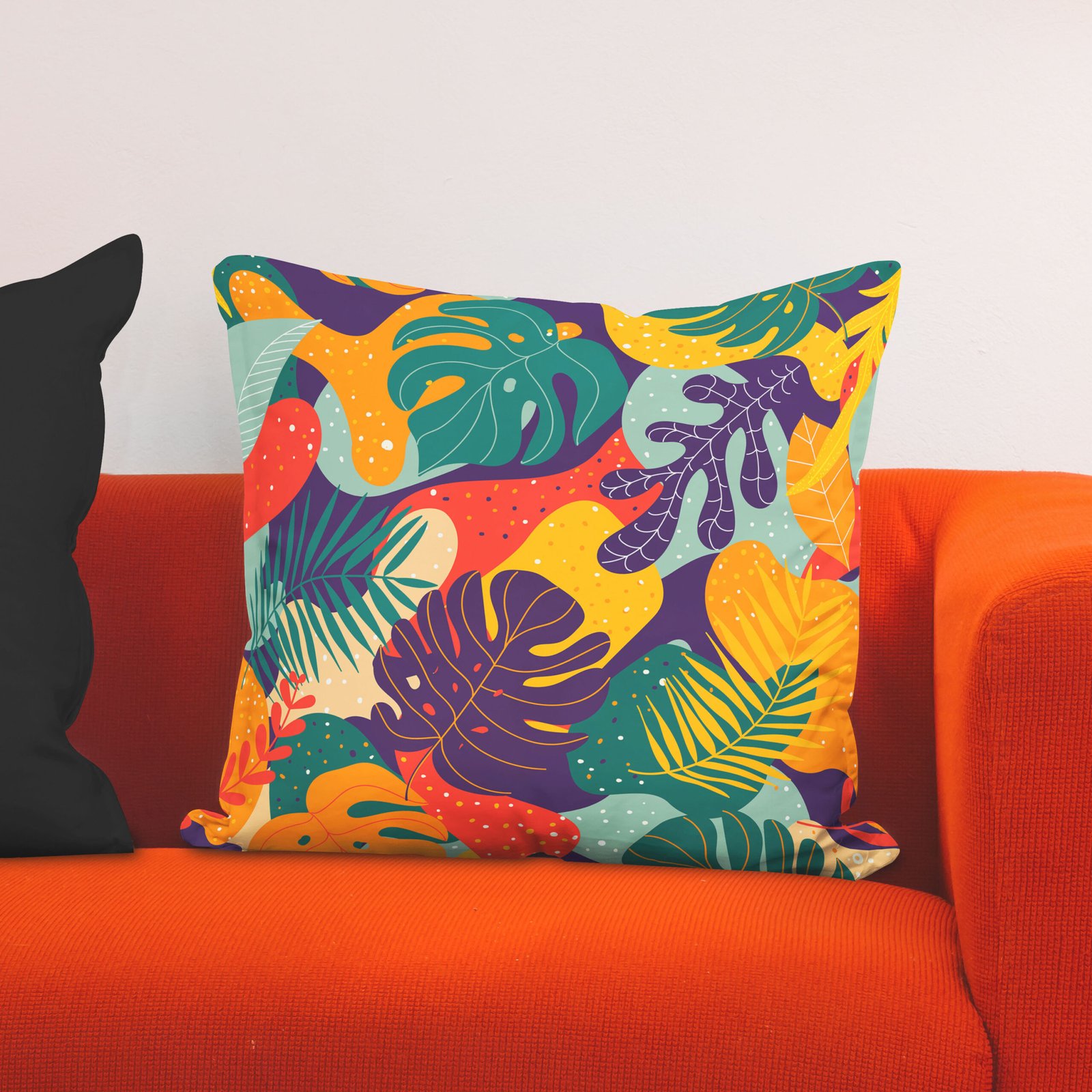 Abstract colorful botanical cushion cover