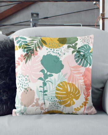 Monstera and Roses print cushion cover