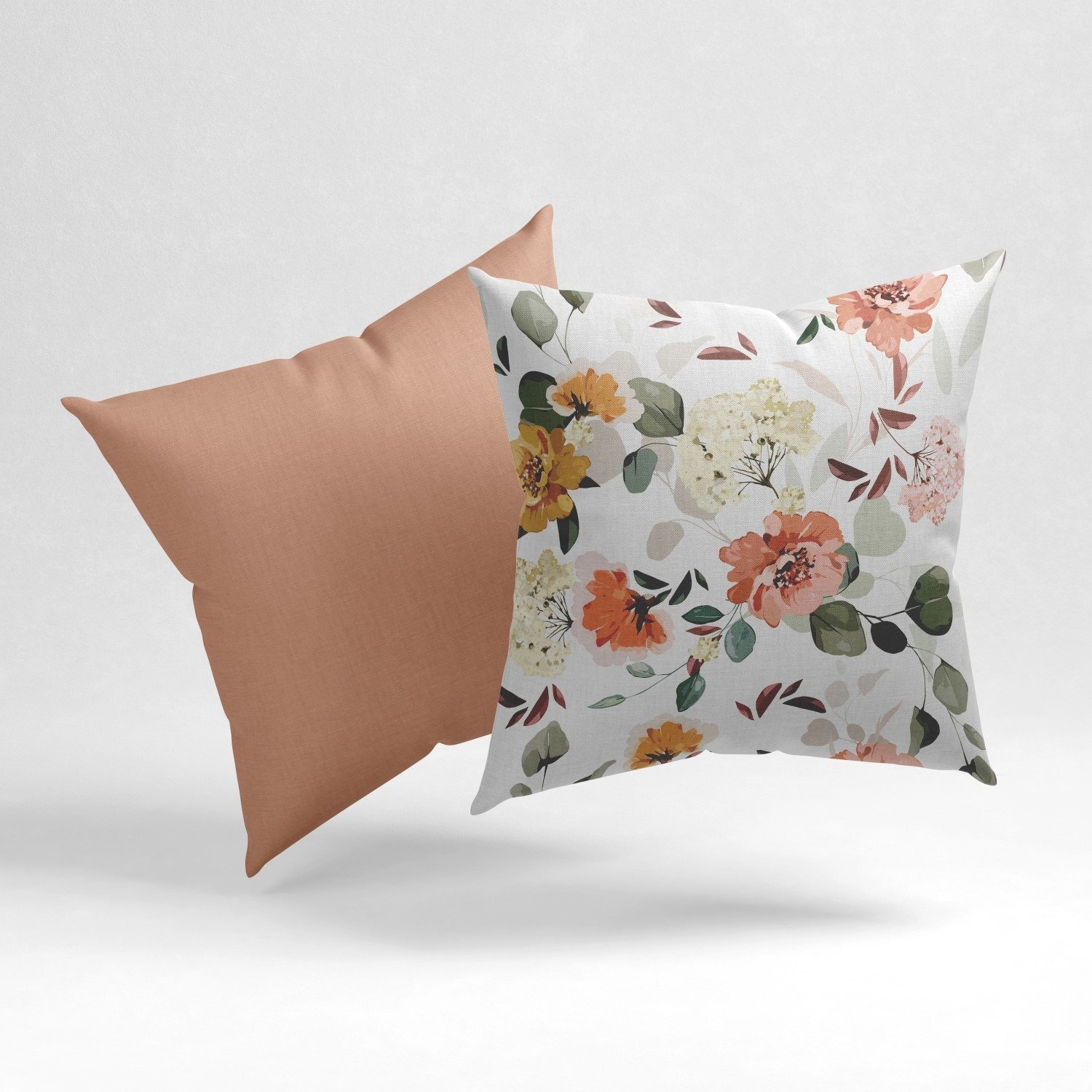 Set of 2 elegant peachy floral pattern cushion cover - Image 6