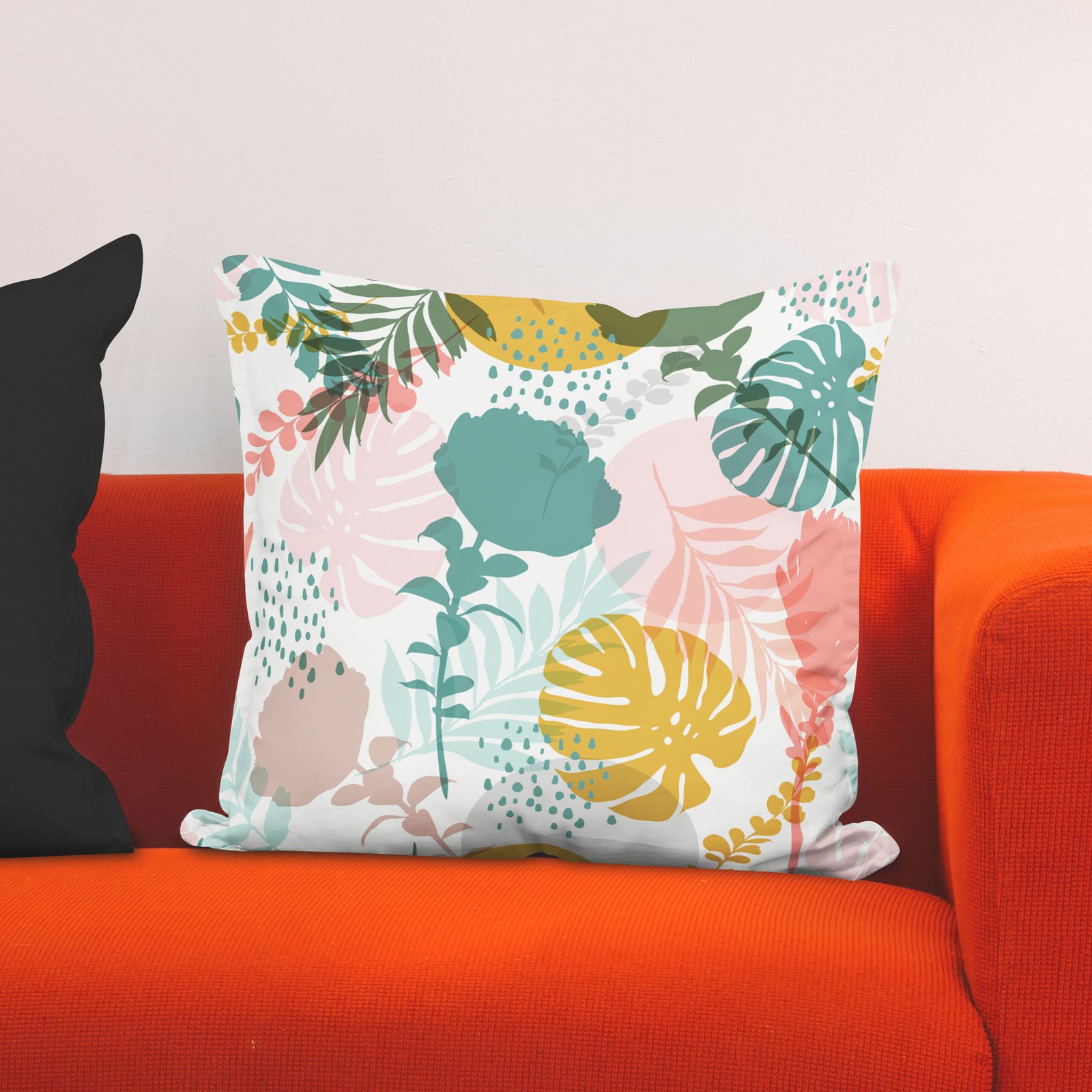 Monstera and Roses print cushion cover - Image 3