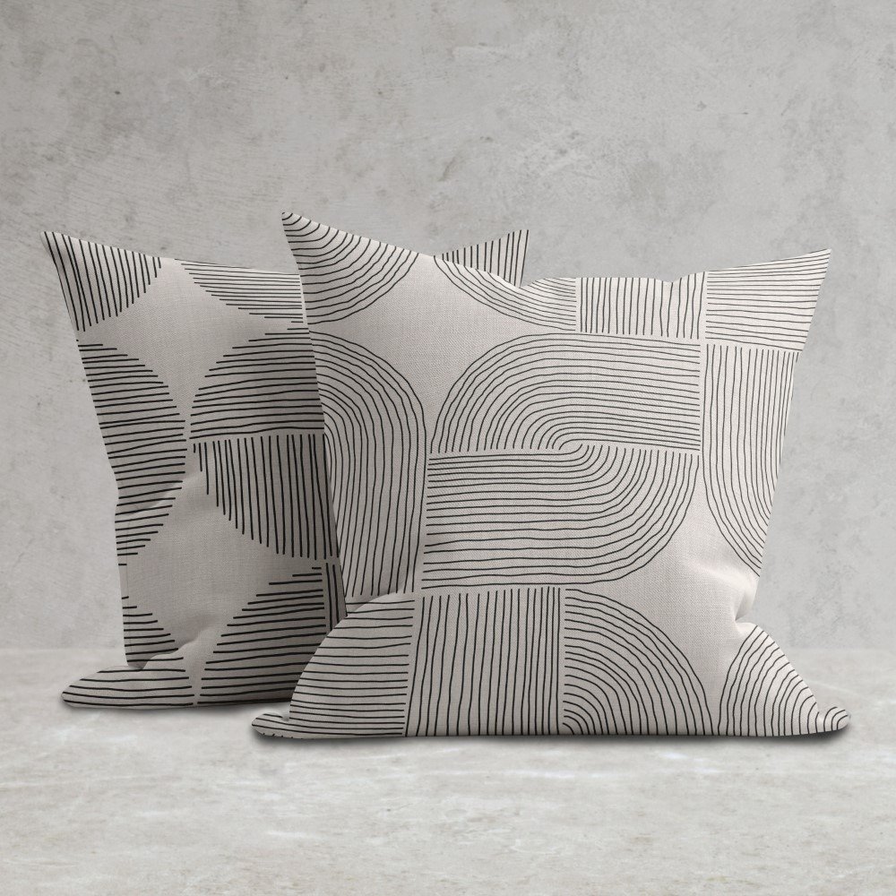 Set of 2 geometric scandinavian outline cushion cover