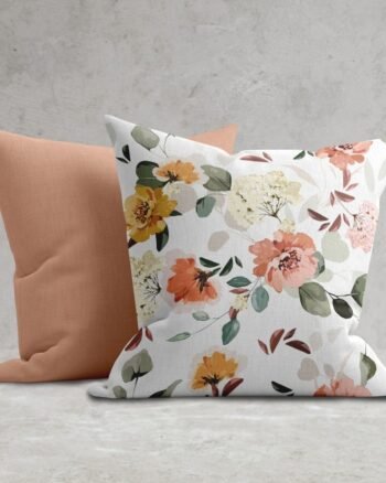 Set of 2 elegant peachy floral pattern cushion cover