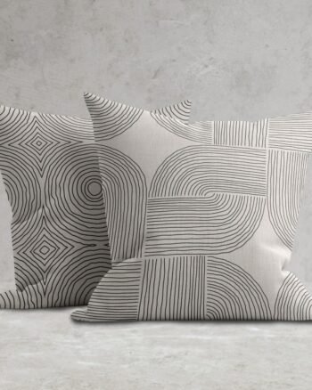 Set of 2 geometrical line drawing cushion cover