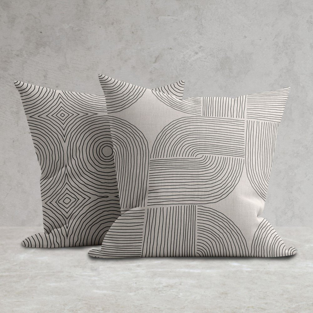 Set of 2 geometrical line drawing cushion cover