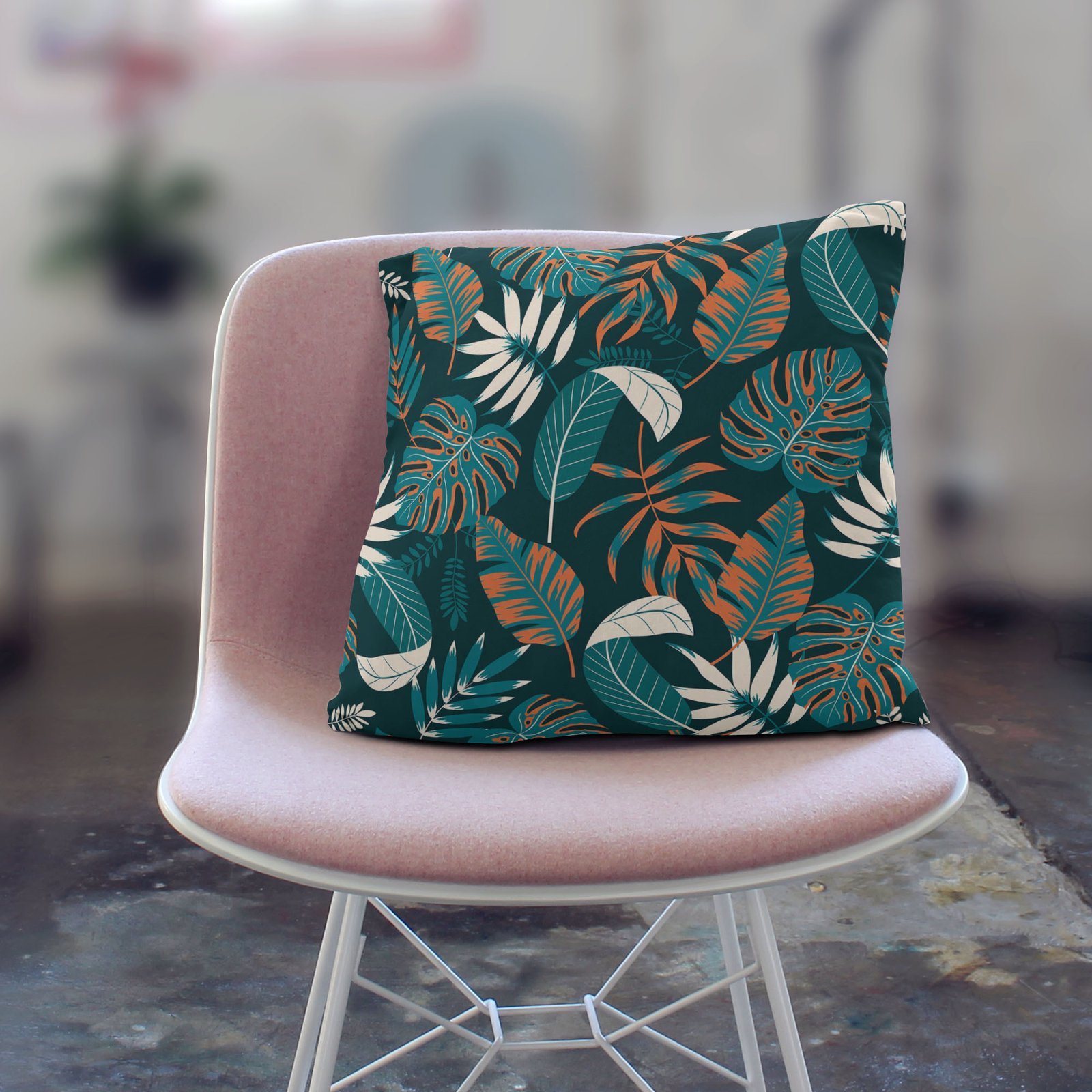 Seamless monstera leaves cushion cover