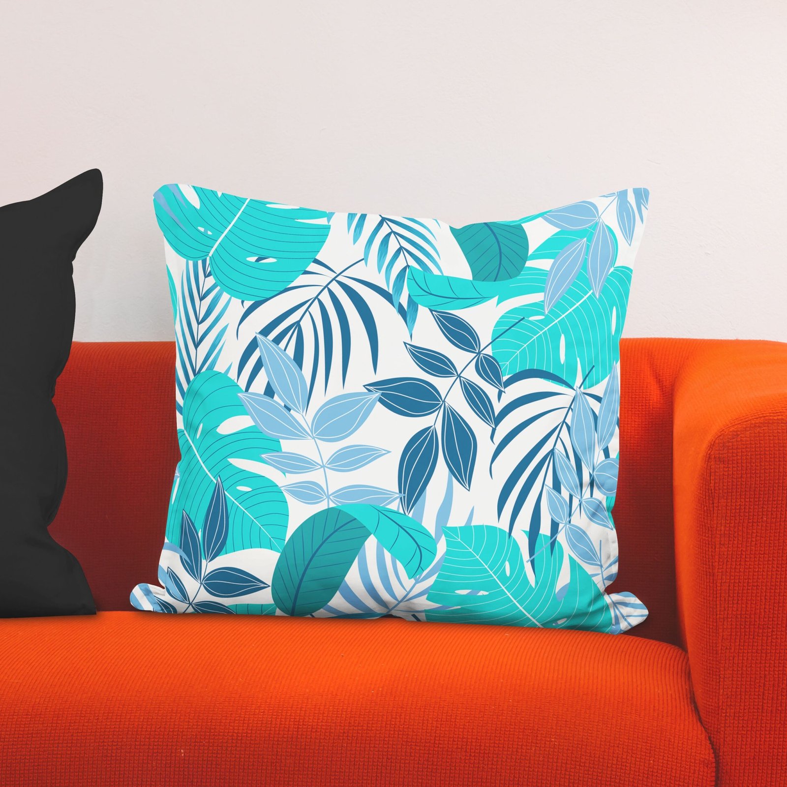 Blue seamless monstera cushion cover - Image 5