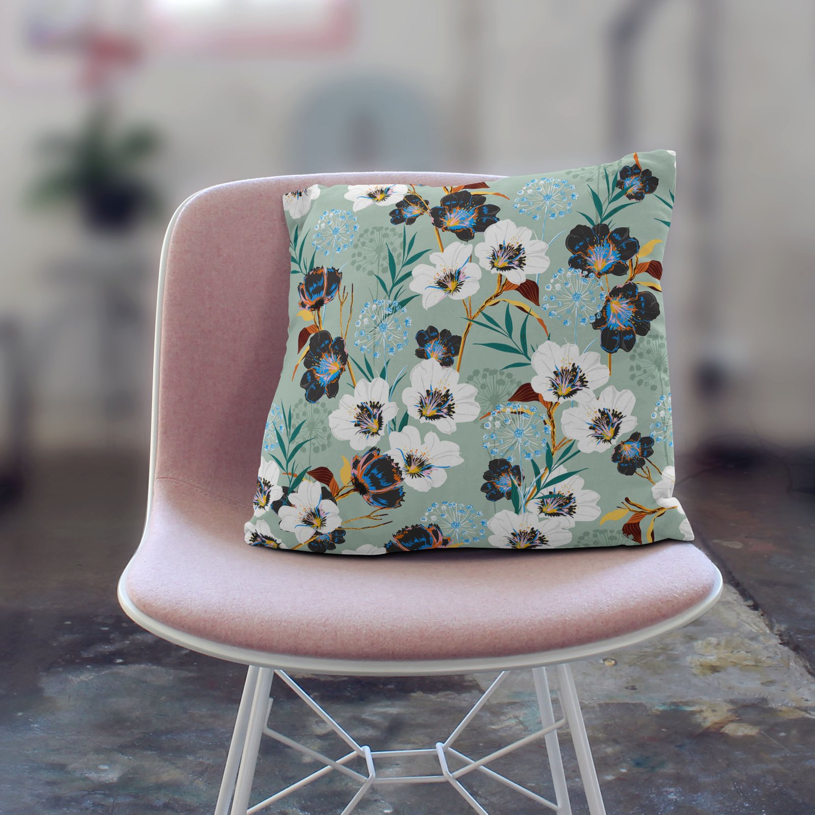 Black and White flower cushion cover - Image 2