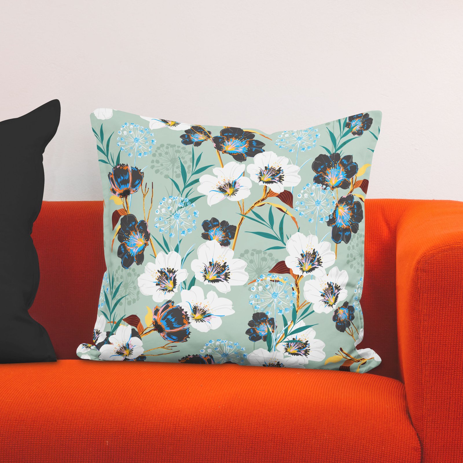 Black and White flower cushion cover - Image 3