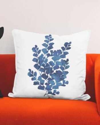 Fern Ink 4 Blue Leaves Cushion cover