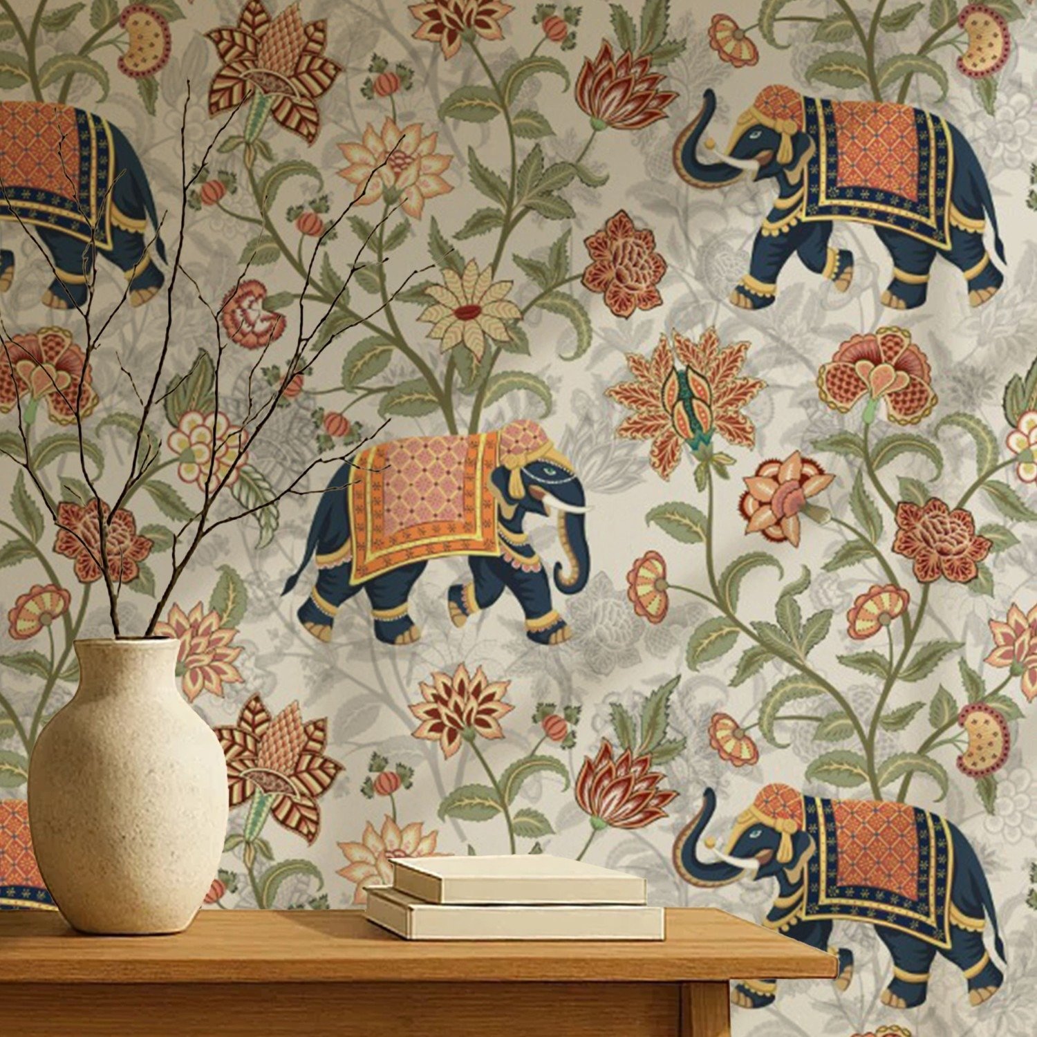 Elephant Symphony in Floral Harmony