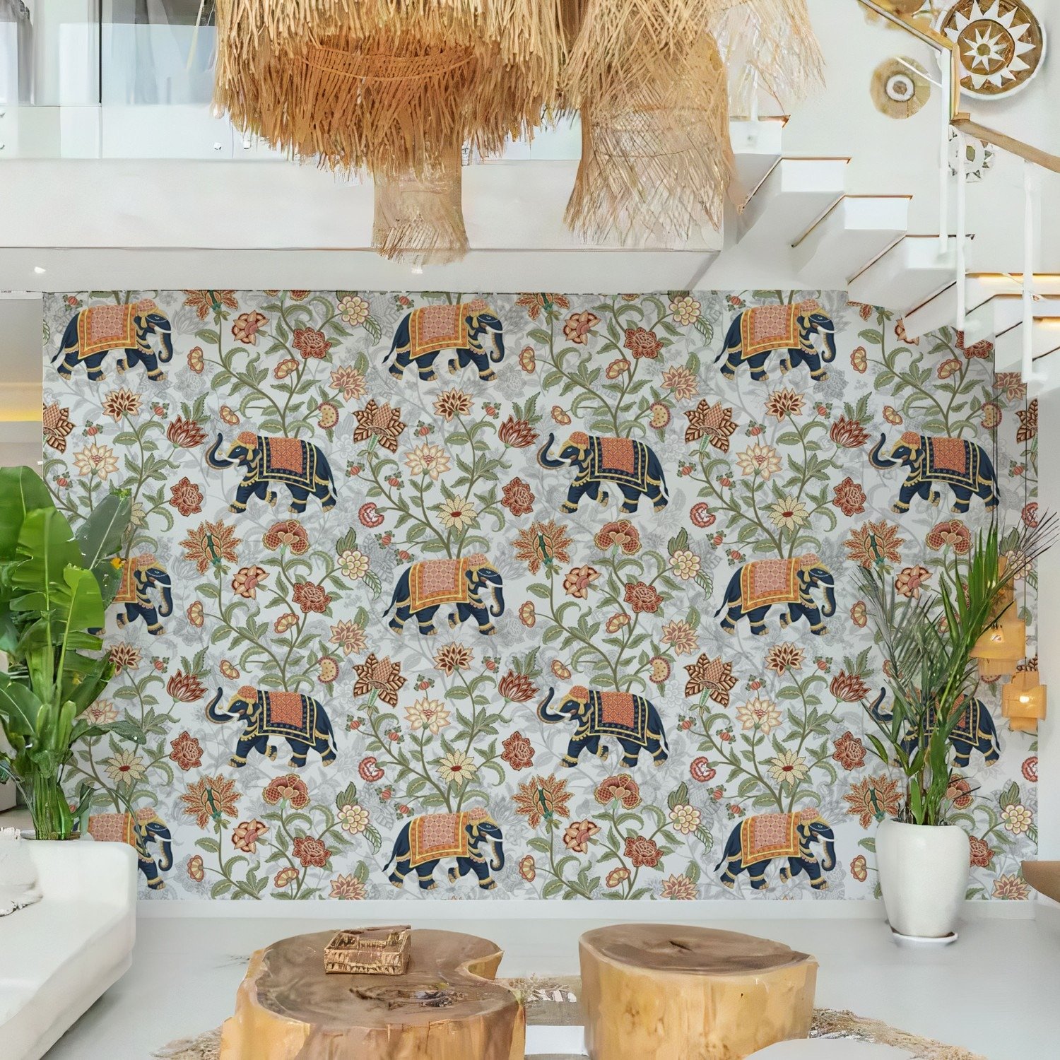 Elephant Symphony in Floral Harmony - Image 4