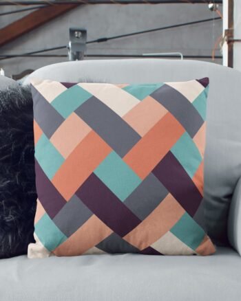 Blue cubic geometric cushion cover