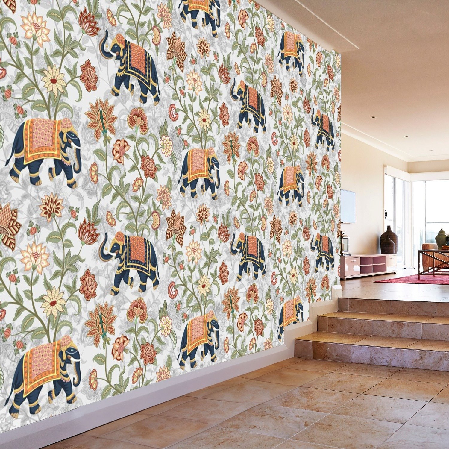 Elephant Symphony in Floral Harmony - Image 2