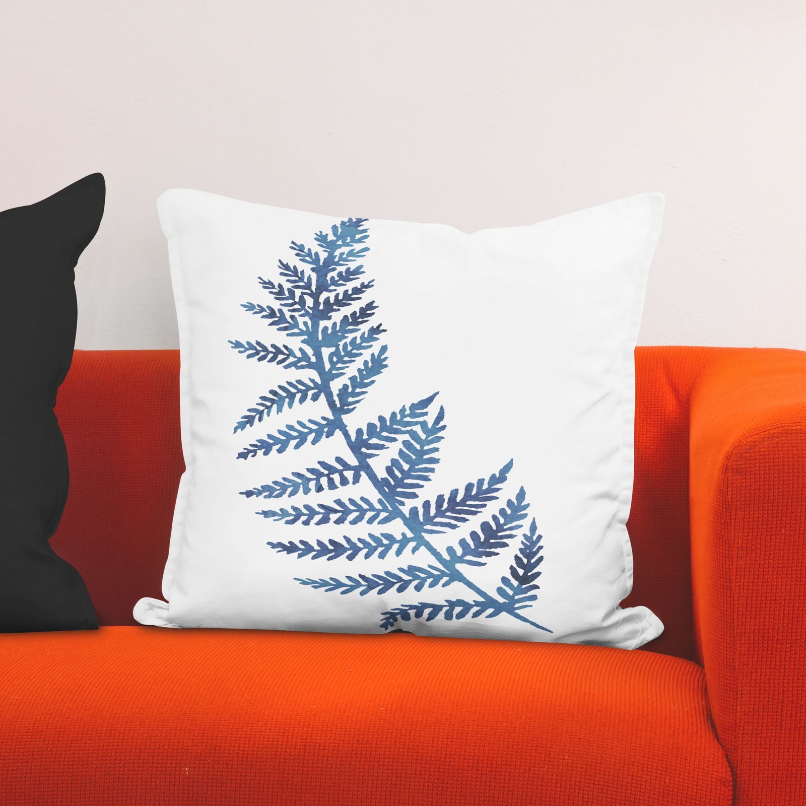 Fern Ink Blue Leaves cushion cover - Image 4